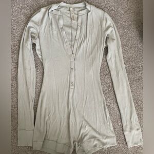 SKIMS light green Henley bodysuit